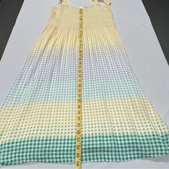 Lauren Conrad Womens Midi Sundress Sz XL Smocked Stretch Gauzy Gingham Coquette - Picture 10 of 12